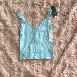 Women's Blue Lace Trim Tank Top